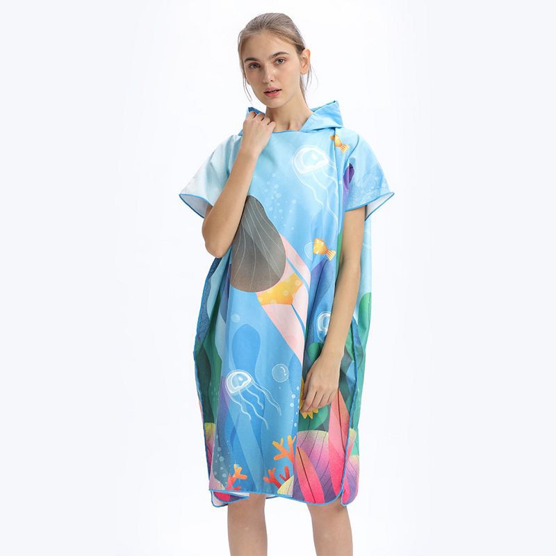 Cotton or Microfiber Surf Wetsuit Beach Changing Poncho Towel with Hood Hooded Change Robe Surf Poncho
